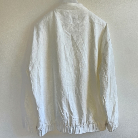 New Zara Oversized Linen Blend White Bomber Jacket Blogger Favorite NWT Medium - Picture 13 of 16